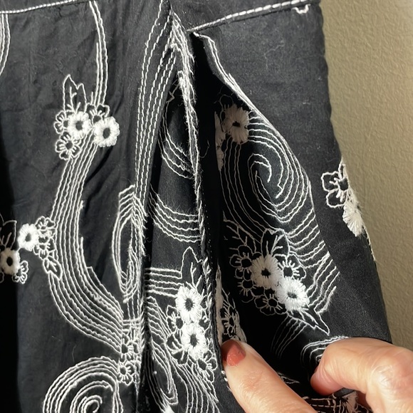 Max Studio Black White Embroidered Wrap Drawstring Waist Cotton Skirt Size S - Picture 7 of 15